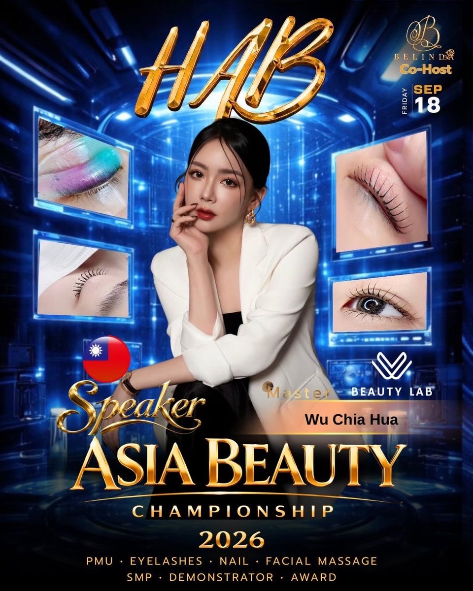Organiser announcement: speaker at HAB Asia Beauty Championship 2026, 18 September.